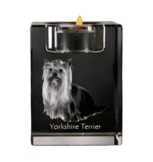 Yorkshire Terrier - Kerzenhalter mit Hundefoto, Teelichthalter aus Kristall, personalisiertes Geschenk der Marke Art-Dog