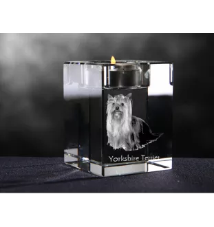 Yorkshire Terrier - Kerzenhalter mit Hundefoto, Teelichthalter aus Kristall, personalisiertes Geschenk der Marke Art-Dog