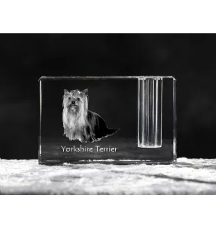 Yorkshire Terrier - Stifthalter, Kristallorganizer mit Hundefoto, einzigartige Schreibtischdekoration der Marke Art-Dog