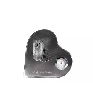 Yorkshire Terrier, Terrier Du Yorkshire, York - horloge en cristal avec une photo de chien, horloge de table en forme de cœur, horloge debout personnalisée de la marque Art-Dog