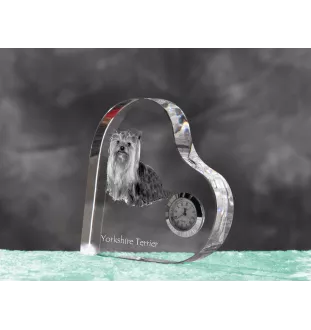 Yorkshire Terrier, Terrier Du Yorkshire, York - horloge en cristal avec une photo de chien, horloge de table en forme de cœur, horloge debout personnalisée de la marque Art-Dog
