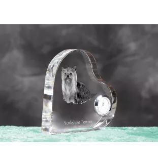 Yorkshire Terrier - Kristalluhr mit einem Hundebild, Herzregal-Uhr, personalisierte Standuhr der Marke Art-Dog