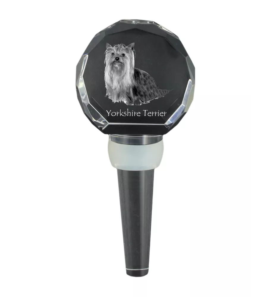 Yorkshire Terrier, Yorkie - Crystal bottle stopper, unique wine stopper with photo, personalised gift for sommelier by Art-Dog brand
