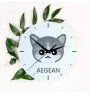 Ägäische Katze - MDF-Uhr mit Grafik und Logo der Marke Art-Dog