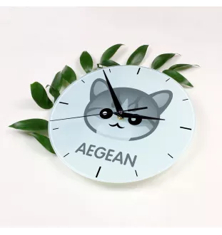 Ägäische Katze - MDF-Uhr mit Grafik und Logo der Marke Art-Dog
