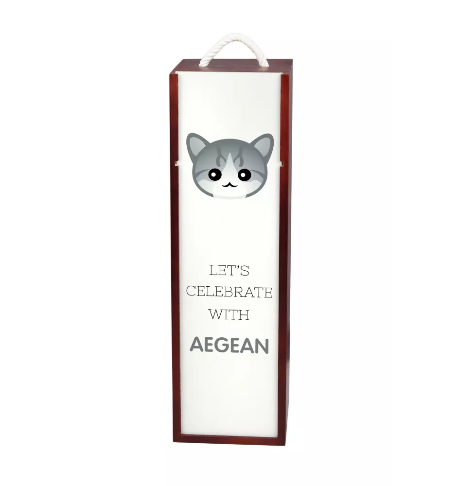 Ägäische Katze - Weinkiste mit Grafik und Aufschrift der Marke Art-Dog