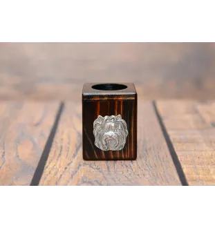 Yorkshire Terrier I - Holzkerzenständer mit Hund, einzigartiges Andenken an den Verlust eines Hundes, Handwerkskunst der Marke Art-Dog