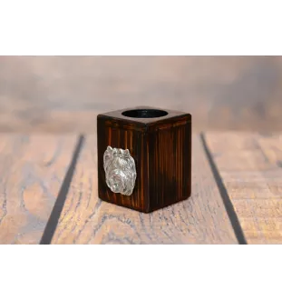 Yorkshire Terrier, Yorkie I - wooden candle holder with a dog, a unique souvenir after losing a dog, a handicraft from the Art-Dog brand