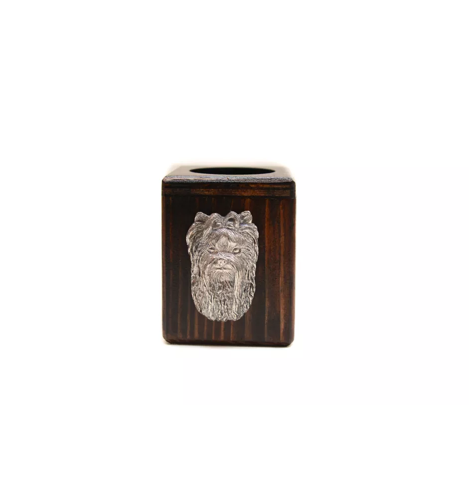 Yorkshire Terrier, Yorkie II - wooden candle holder with a dog, a unique souvenir after losing a dog, a handicraft from the Art-Dog brand