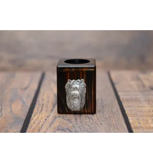 Yorkshire Terrier, Yorkie II - wooden candle holder with a dog, a unique souvenir after losing a dog, a handicraft from the Art-Dog brand