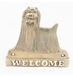 Yorkshire Terrier - Türschild mit Hund, messingfarbenes Willkommensschild, einzigartiges Schild mit der Aufschrift Welcome von der Marke Art-Dog