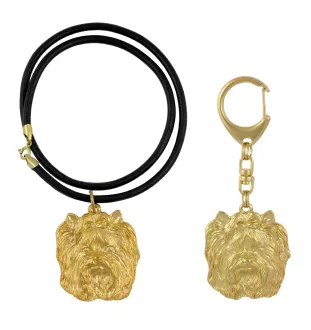 Yorkshire Terrier, Yorkie I - keychain and necklace with a dog in a box, high-quality gold-plated product, Art-Dog brand