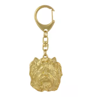 Yorkshire Terrier, Terrier Du Yorkshire, York I - porte-clés et collier avec chien dans une boîte, produit plaqué or de haute qualité, marque Art-Dog