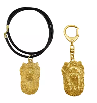 Yorkshire Terrier, Terrier Du Yorkshire, York II - porte-clés et collier avec chien dans une boîte, produit plaqué or de haute qualité, marque Art-Dog