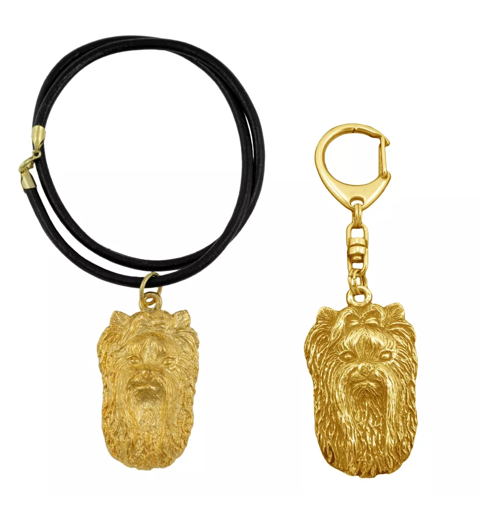 Yorkshire Terrier, Yorkie II - keychain and necklace with a dog in a box, high-quality gold-plated product, Art-Dog brand