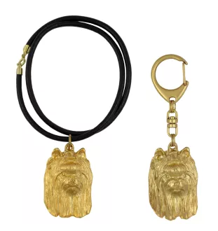 Yorkshire Terrier, Terrier Du Yorkshire, York III - porte-clés et collier avec chien dans une boîte, produit plaqué or de haute qualité, marque Art-Dog