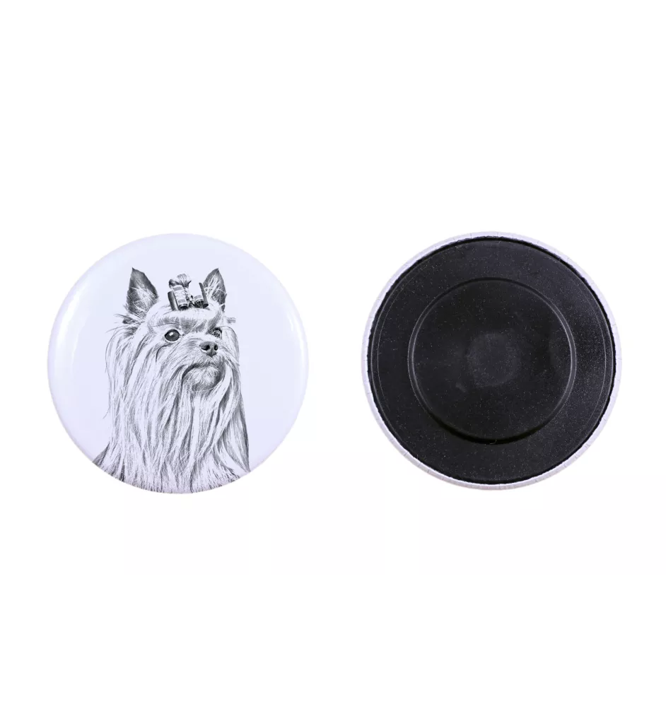 Yorkshire Terrier Magnet mit einem Hundepfotenabdruck, außergewöhnlich leicht, starker Magnet, handgefertigtes Produkt der Marke Art-Dog