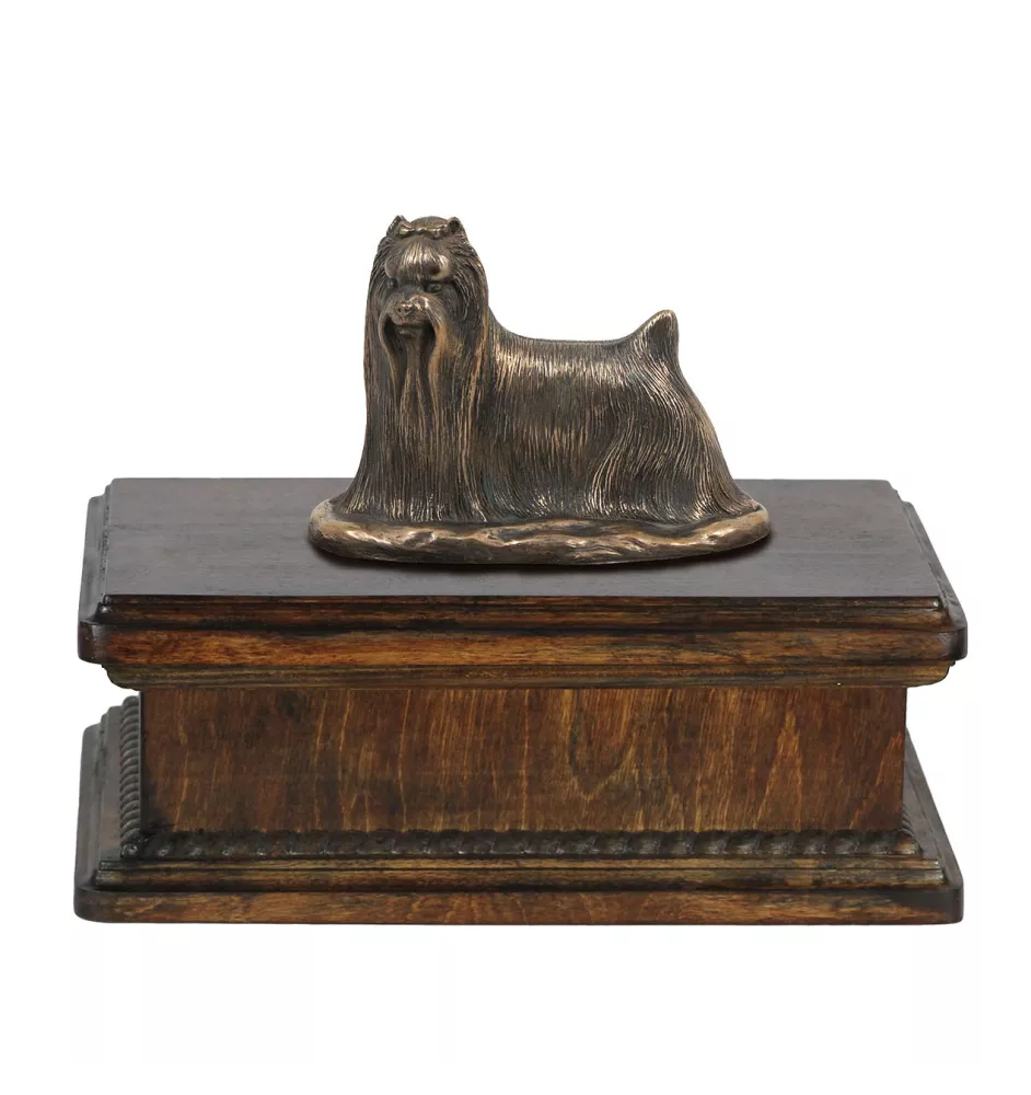 Yorkshire Terrier, Terrier Du Yorkshire, York - urne pour cendres de chien, urne classique avec une statuette, urne élégante avec un chien de la marque Art-Dog