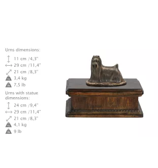 Yorkshire Terrier, Terrier Du Yorkshire, York - urne pour cendres de chien, urne classique avec une statuette, urne élégante avec un chien de la marque Art-Dog