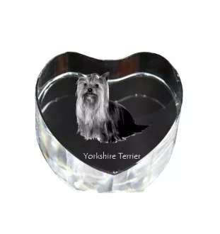 Yorkshire Terrier - Hundebild im Kristall, Kristallherz, einzigartiger Bilderrahmen der Marke Art-Dog