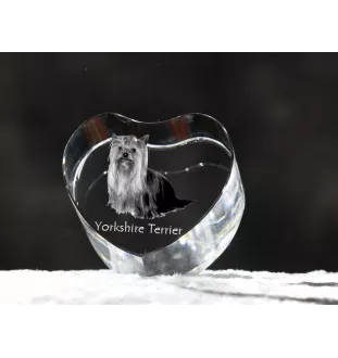 Yorkshire Terrier - Hundebild im Kristall, Kristallherz, einzigartiger Bilderrahmen der Marke Art-Dog