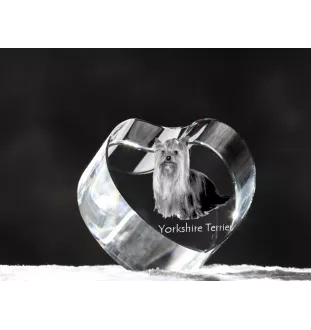 Yorkshire Terrier, Terrier Du Yorkshire, York - une photo de chien dans un cristal, un cœur en cristal, un cadre photo exceptionnel de la marque Art-Dog