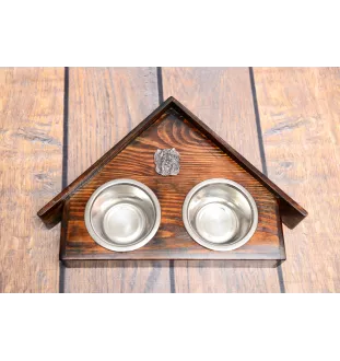 Yorkshire Terrier, Yorkie I - wooden stand with bowls for a dog, decorative dog bowls, a gift for adopting a dog from the Art-Dog brand
