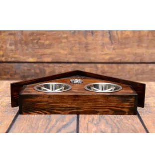 Yorkshire Terrier, Yorkie I - wooden stand with bowls for a dog, decorative dog bowls, a gift for adopting a dog from the Art-Dog brand