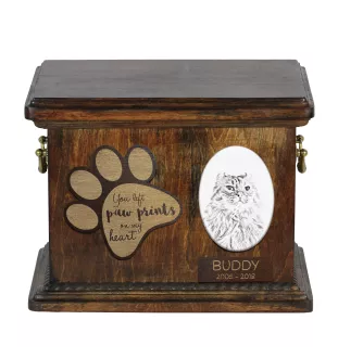 American Curl Katze - Eine Urne für die Asche einer Katze, eine Urne für eine Katze mit Foto, eine personalisierte Katzenasche-Box der Marke Art-Dog.