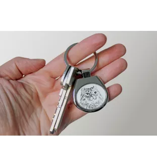 Chat à boucles américaines - porte-clés avec un chat, porte-clés imprimé, breloque personnalisée de la marque Art-Dog