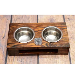 Yorkshire Terrier, Terrier Du Yorkshire, York I - support en bois avec des bols pour chien, bols pour chien en acier, cadeau pour l'adoption d'un chien de la marque Art-Dog