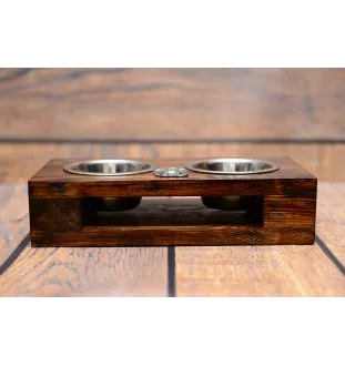 Yorkshire Terrier, Terrier Du Yorkshire, York I - support en bois avec des bols pour chien, bols pour chien en acier, cadeau pour l'adoption d'un chien de la marque Art-Dog