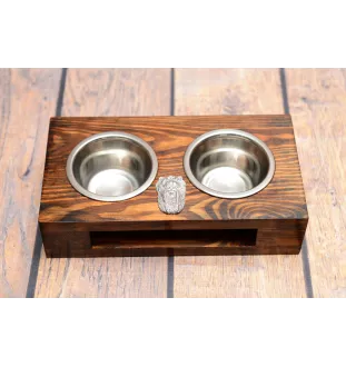 Yorkshire Terrier, Terrier Du Yorkshire, York II - support en bois avec des bols pour chien, bols pour chien en acier, cadeau pour l'adoption d'un chien de la marque Art-Dog