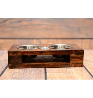 Yorkshire Terrier II - Holzständer mit Näpfen für Hunde, Edelstahlnäpfe, Geschenk zur Adoption eines Hundes von der Marke Art-Dog