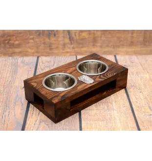 Yorkshire Terrier, Terrier Du Yorkshire, York II - support en bois avec des bols pour chien, bols pour chien en acier, cadeau pour l'adoption d'un chien de la marque Art-Dog