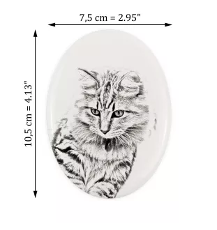 American Bobtail - commemorative plaque with a cat photo, tombstone with a print, personalized oval plaque from the Art-Dog brand
