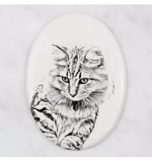 Amerikanisch Bobtail - Gedenktafel mit einem Foto einer Katze, Grabplatte mit Druck, personalisierte ovale Platte der Marke Art-Dog