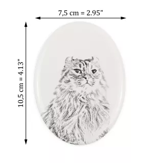American Curl Katze - Gedenktafel mit einem Foto einer Katze, Grabplatte mit Druck, personalisierte ovale Platte der Marke Art-Dog