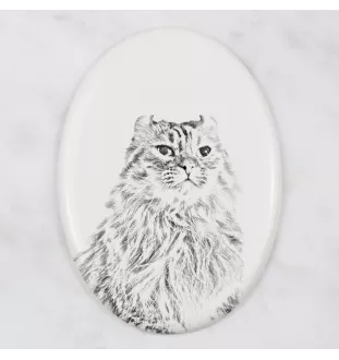 American Curl Katze - Gedenktafel mit einem Foto einer Katze, Grabplatte mit Druck, personalisierte ovale Platte der Marke Art-Dog