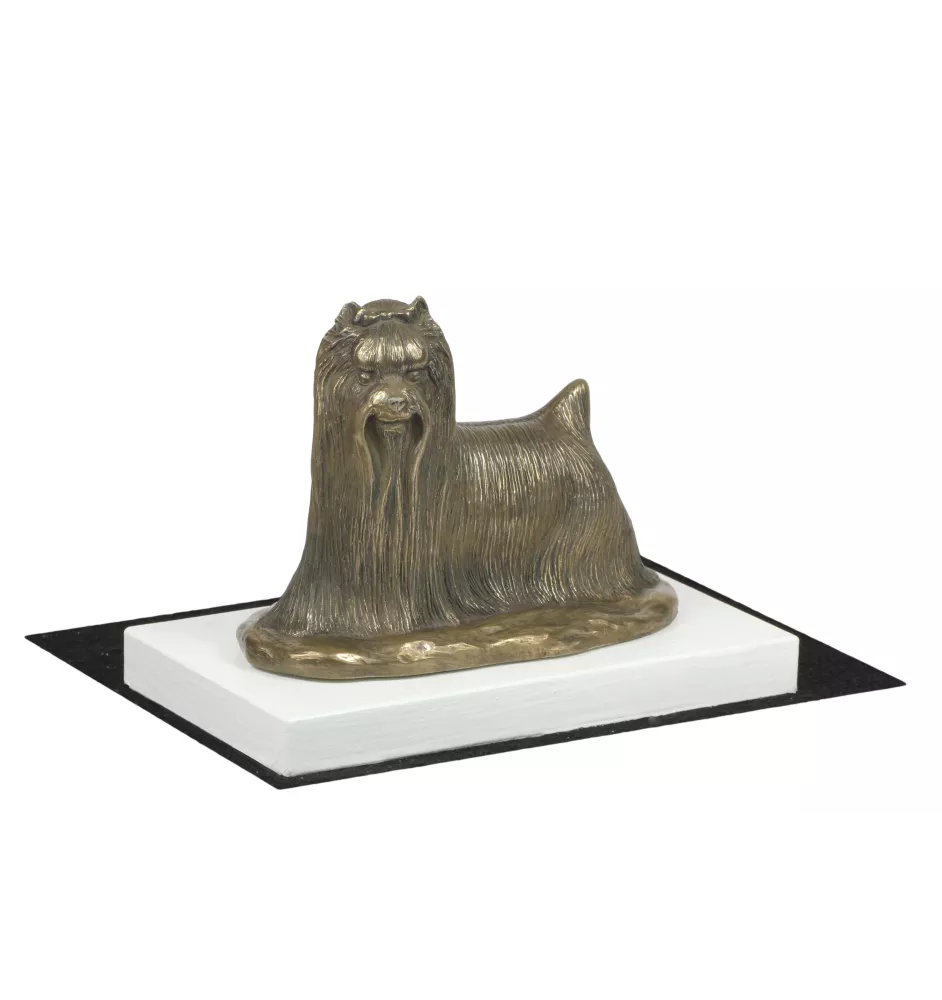 Yorkshire Terrier, Terrier Du Yorkshire, York - statuette de chien, figurine sur un socle blanc, trophée pour exposition de chiens de la marque Art-Dog
