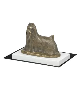 Yorkshire Terrier, Terrier Du Yorkshire, York - statuette de chien, figurine sur un socle blanc, trophée pour exposition de chiens de la marque Art-Dog