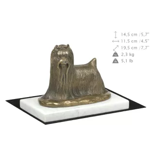 Yorkshire Terrier, Terrier Du Yorkshire, York - une statuette de chien, une figurine en marbre blanc, un trophée pour l'exposition de chiens de la marque Art-Dog