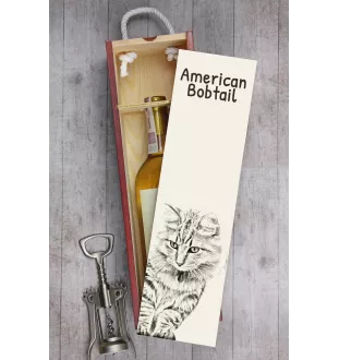 Bobtail américain - boîte à vin avec un chat, boîte à alcool avec une illustration, boîte personnalisée pour cadeau de la marque Art-Dog
