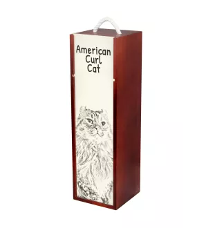 American Curl Katze - Weinbox mit Katze, Alkoholbox mit Grafik, personalisierte Geschenkbox der Marke Art-Dog