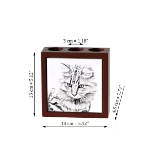 American Bobtail - pen holder with a cat, desk organizer with a print, personalized desk decoration by Art-Dog brand
