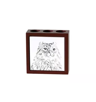 American Curl Cat - pen holder with a cat, desk organizer with a print, personalized desk decoration by Art-Dog brand