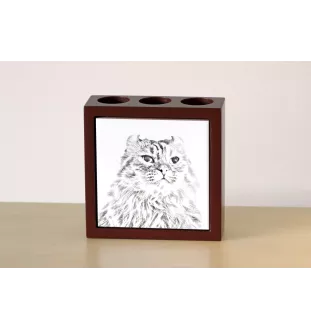 American Curl Cat - pen holder with a cat, desk organizer with a print, personalized desk decoration by Art-Dog brand