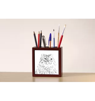 American Curl Cat - pen holder with a cat, desk organizer with a print, personalized desk decoration by Art-Dog brand
