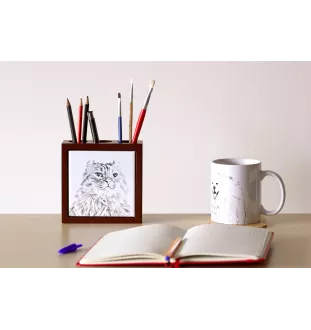 American Curl Cat - pen holder with a cat, desk organizer with a print, personalized desk decoration by Art-Dog brand