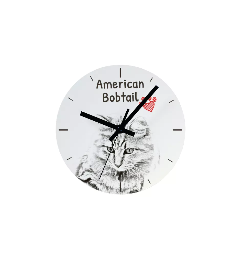 Amerikanisch Bobtail - Wanduhr mit Katze, Regal Uhr mit Druck, personalisierte Hausdekoration von Art-Dog.